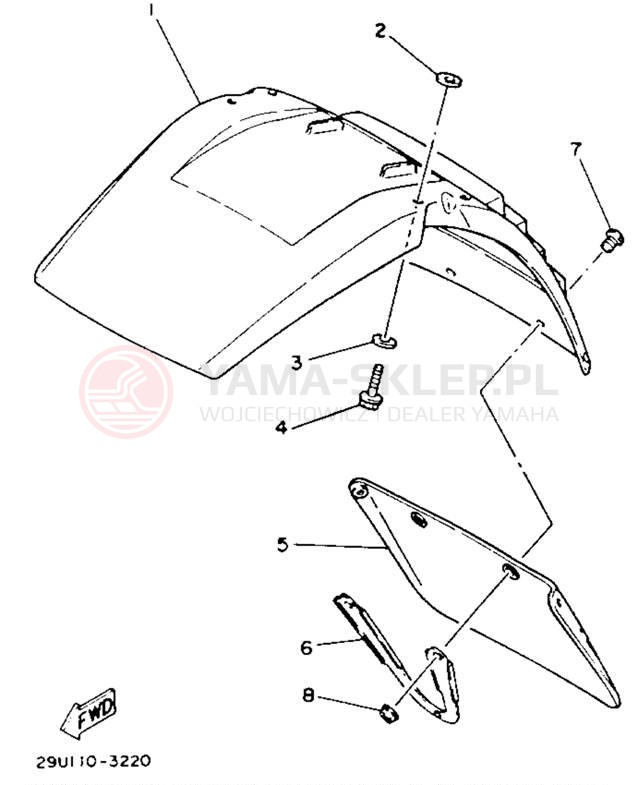 Schemat "Przedni błotnik" do Yamaha YTM225DXL