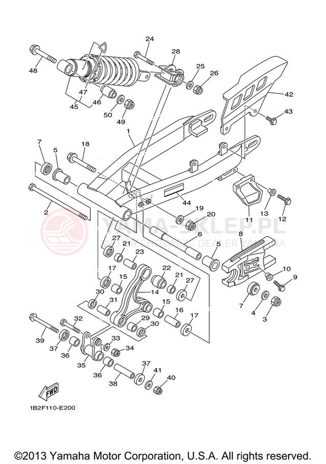 Schemat "wahacz, zawieszenie tył" do Yamaha TT-R125L TTR125LV