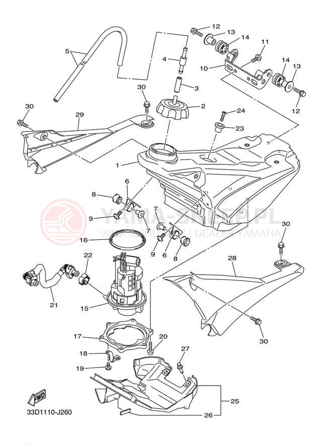 Schemat "zbiornik paliwa" do Yamaha YZ450F YZ450FZL/YZ450FZW