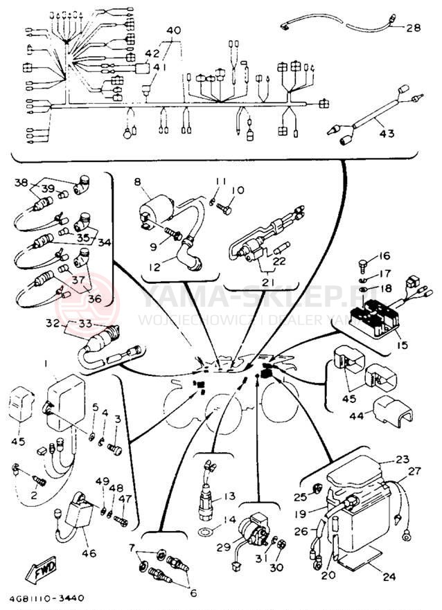 Schemat "układ elektryczny" do Yamaha KODIAK 4WD YFM400FWE_