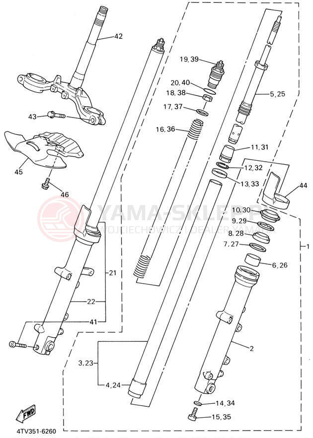 Schemat "Amortyzatory przód" do Yamaha YZF600R YZF600RN/YZF600RNC