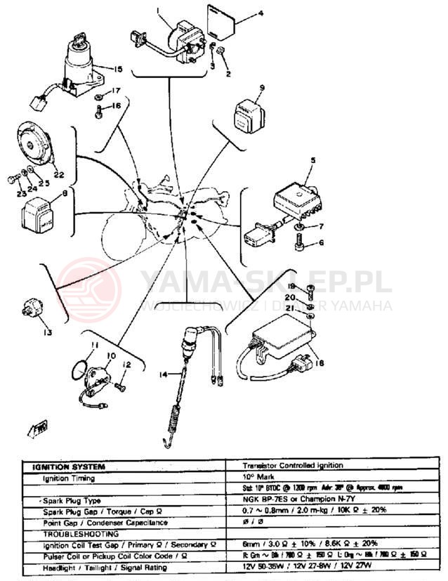 Schemat "układ elektryczny" do Yamaha XS400 XS400H