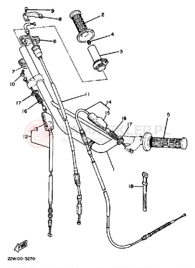 Schemat "Kierownica i osprzęt" do Yamaha YZ80 YZ80K