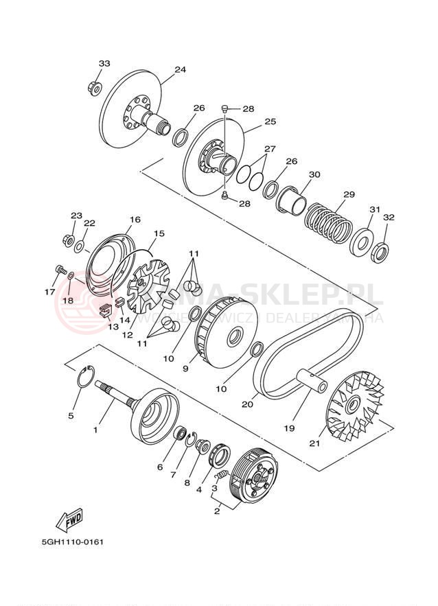 Schemat "sprzęgło" do Yamaha KODIAK 400 4X4 YFM4FAS