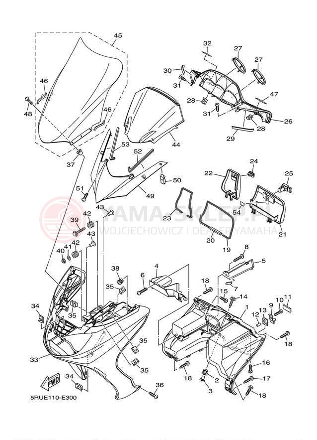 Schemat "Nadwozie przód" do Yamaha MAJESTY YP400BG
