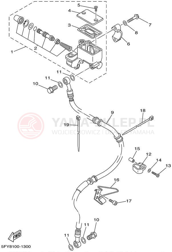 Schemat "Pompa hamulcowa przednia" do Yamaha TW200 TW200PC/TW200P