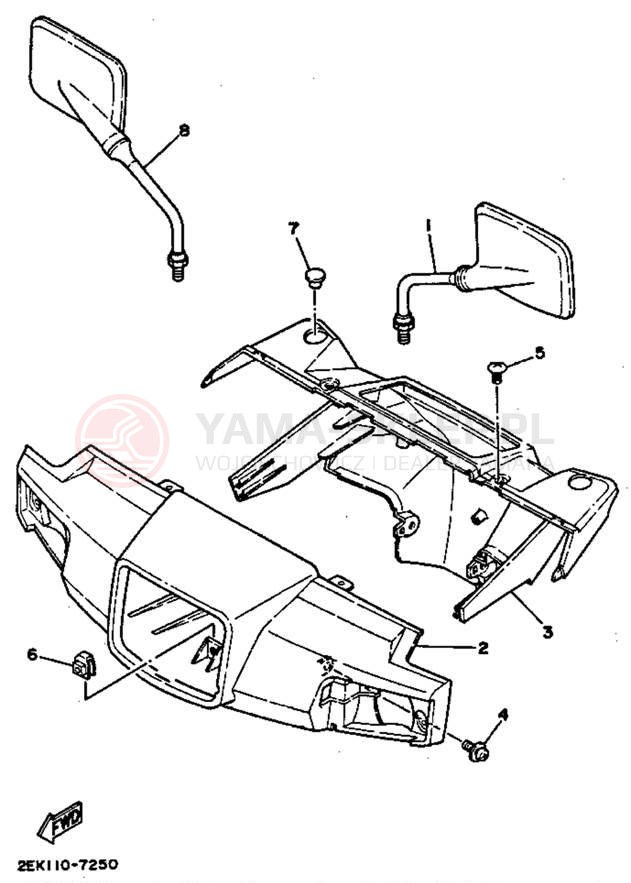 Schemat "elementy nadwozia" do Yamaha RAZZ SH50D