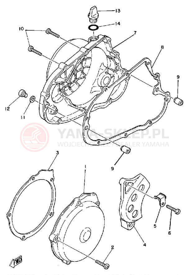Schemat "Pokrywa silnika" do Yamaha IT125H