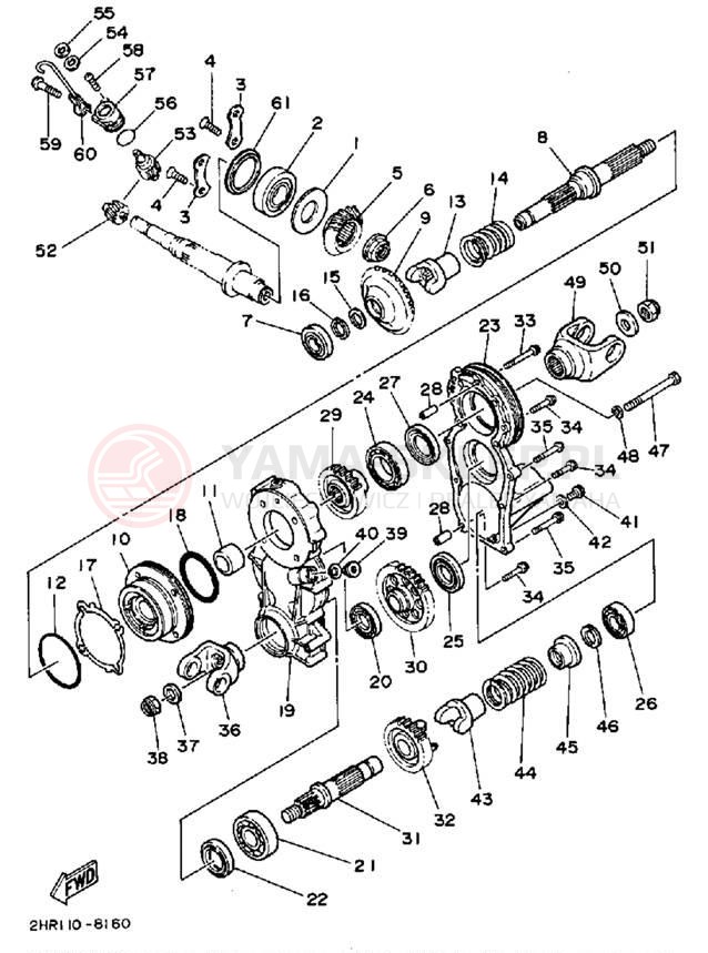Schemat "Przeniesienie napędu" do Yamaha BIG BEAR 4WD YFM350FWU