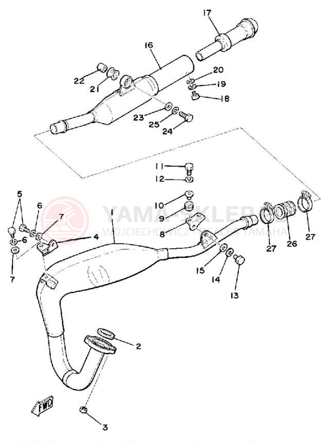 Schemat "Wydech końcowy" do Yamaha MX175G
