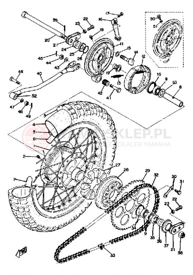 Schemat "Koło tył" do Yamaha DT360A/DT250A