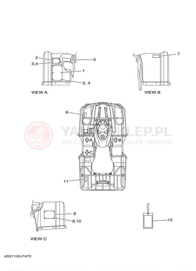 Schemat "naklejki" do Yamaha GRIZZLY 350 IRS YFM35FGIW