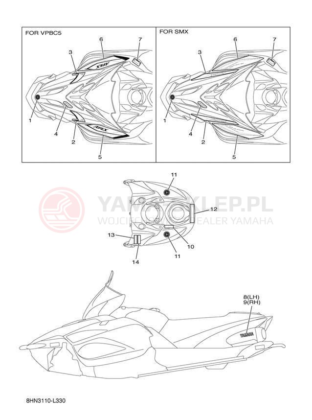 Schemat "naklejki" do Yamaha APEX SE RX10PSBB/RX10PSBL