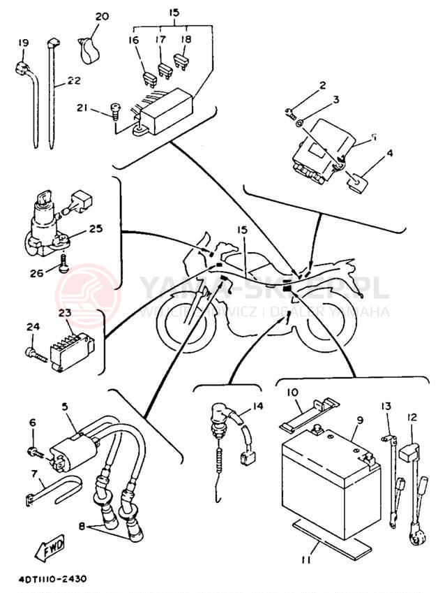 Schemat "układ elektryczny" do Yamaha TDM850 TDM850DC/TDM850D