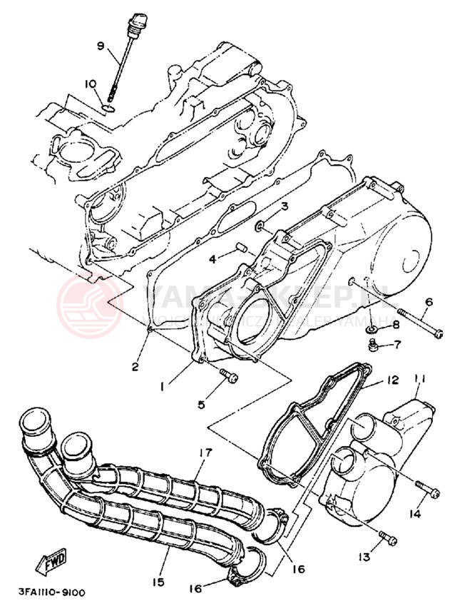Schemat "Pokrywa silnika" do Yamaha BREEZE YFA1W