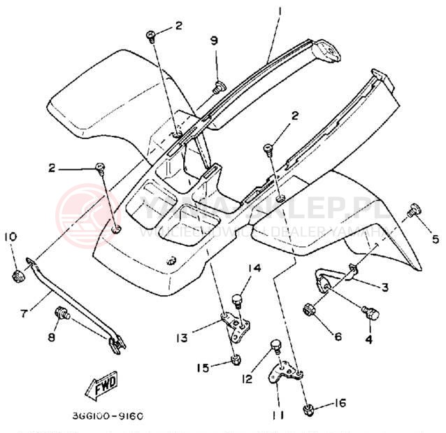 Schemat "Przedni błotnik" do Yamaha YFZ350D