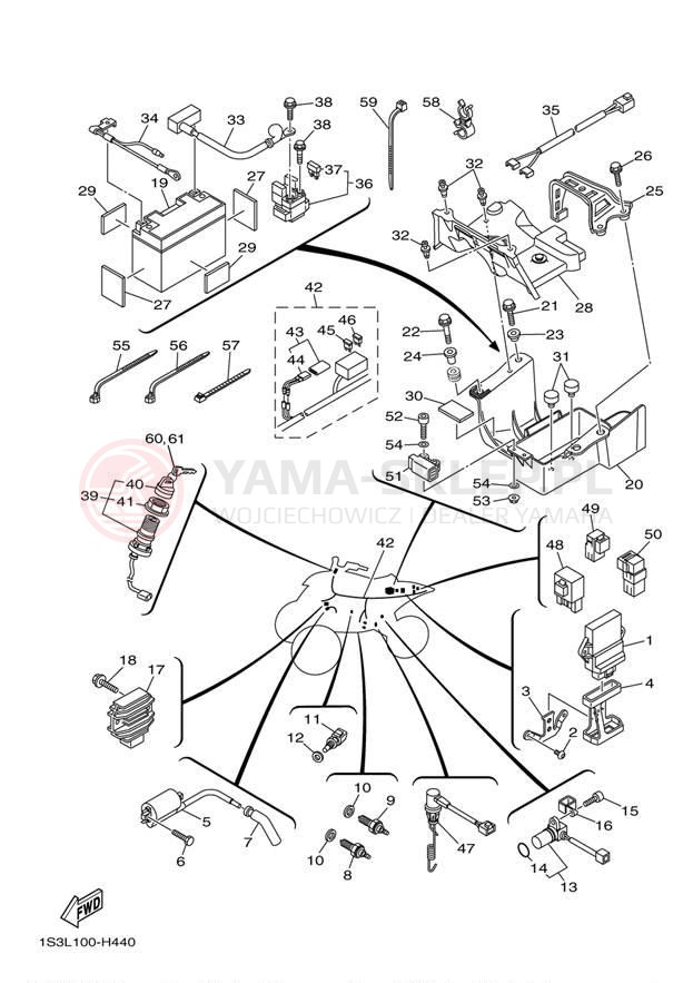 Schemat "układ elektryczny" do Yamaha RAPTOR 700 R YFM70RYL/YFM70RYW