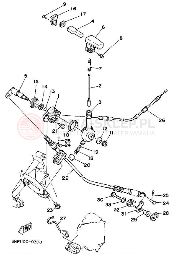 Schemat "dźwignia cofania" do Yamaha MOTO-4 YFM350ERD