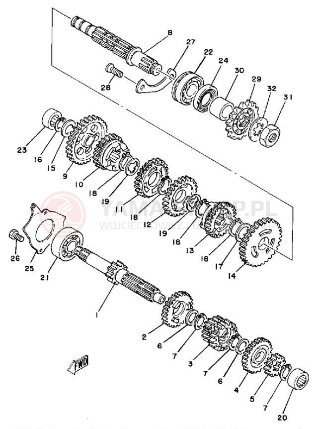 Schemat "Skrzynia biegów " do Yamaha IT125H