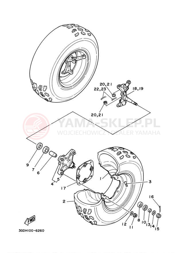 Schemat "Koło przód" do Yamaha WARRIOR YFM350XM/YFM350XMC