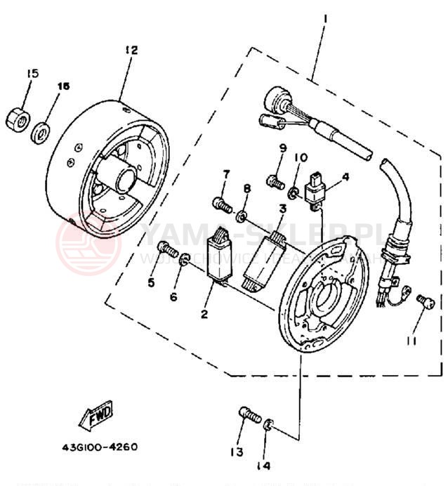 Schemat "prądnica" do Yamaha IT200N