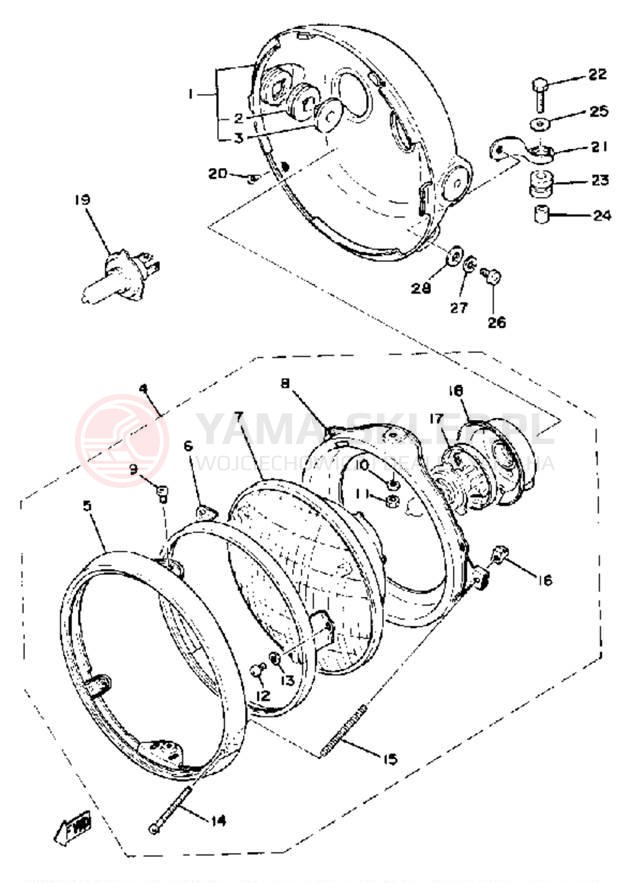 Schemat "Lampa przód" do Yamaha XS750SF