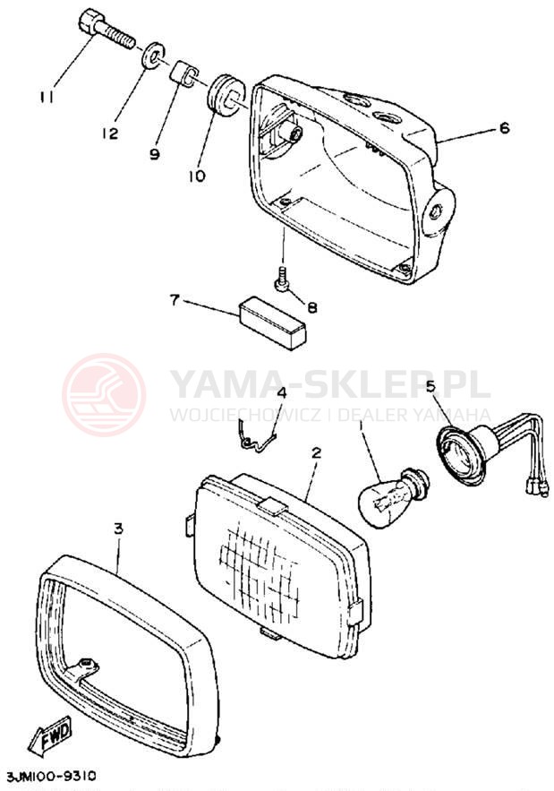 Schemat "Lampa przód" do Yamaha BLASTER YFS200W