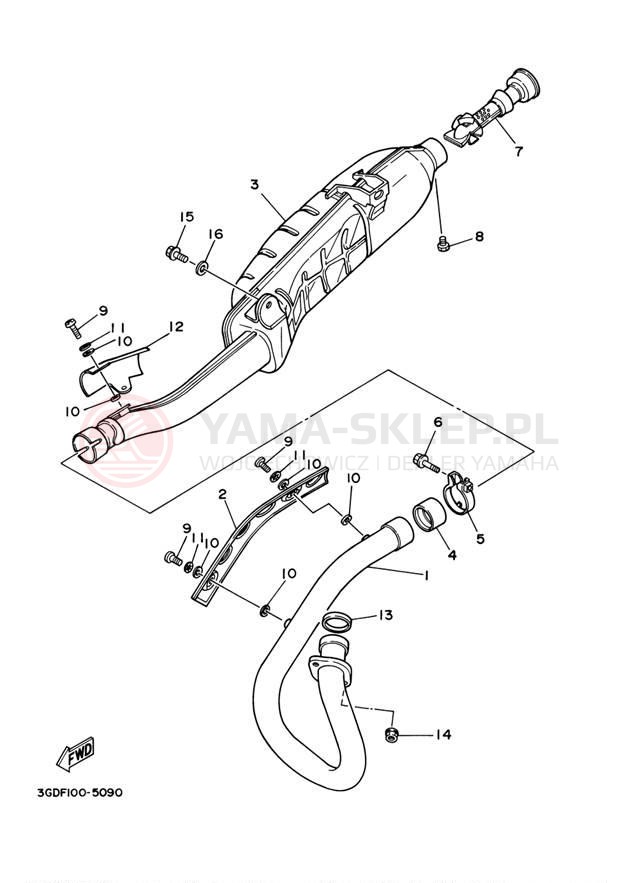 Schemat "Wydech końcowy" do Yamaha WARRIOR YFM350XRC/YFM350XR