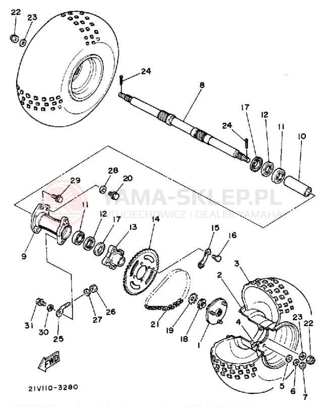 Schemat "Koło tył" do Yamaha YTM200L YTM200L