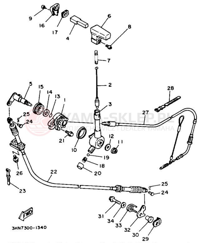 Schemat "dźwignia cofania" do Yamaha BIG BEAR 4WD YFM350FWE