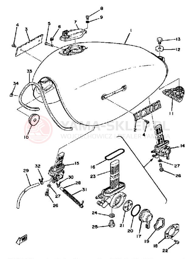 Schemat "zbiornik paliwa" do Yamaha XS750SE-31
