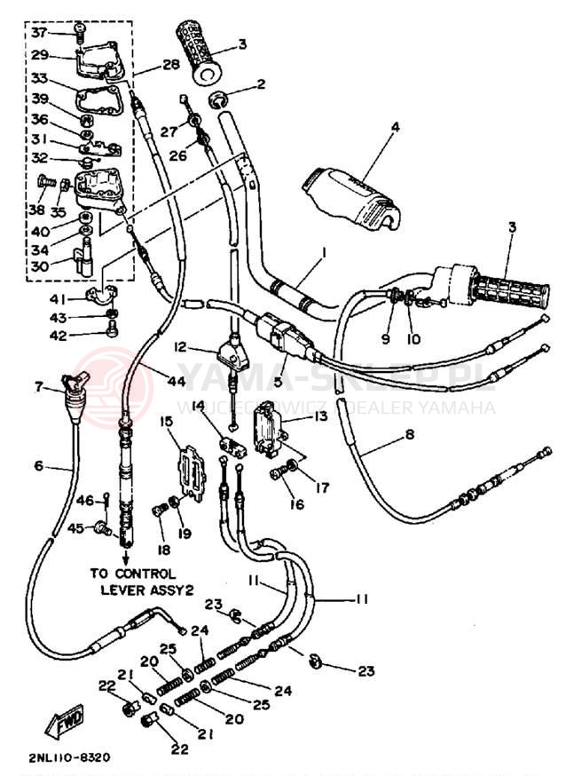 Schemat "Kierownica i osprzęt" do Yamaha TERRA PRO YFP350U
