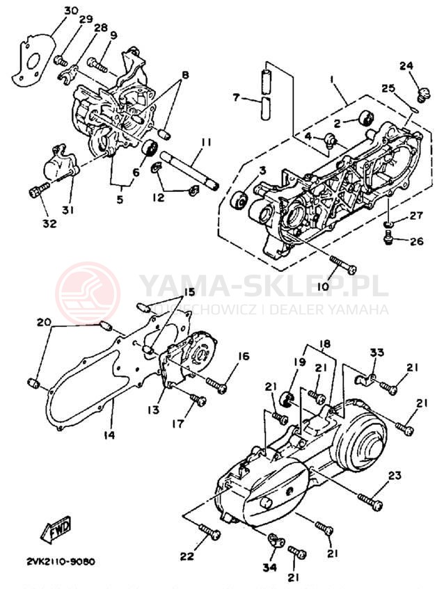 Schemat "Obudowa silnika" do Yamaha JOG CG50B