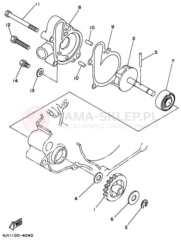 Schemat "Pompa wody" do Yamaha YZ125 YZ125J1