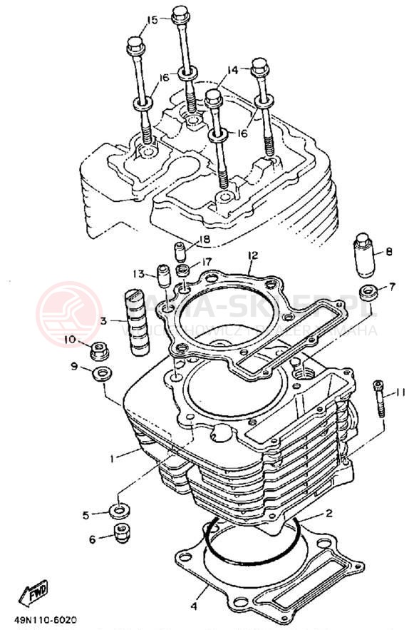 Schemat "cylinder" do Yamaha XT600S/XT600SC