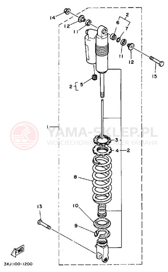 Schemat "zawieszenie tył" do Yamaha WR250ZD