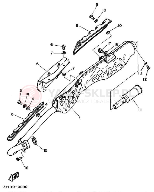 Schemat "Wydech końcowy" do Yamaha XT250K/XT250KC
