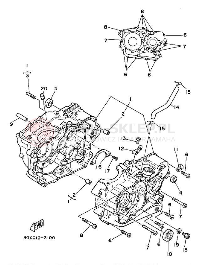 Schemat "Obudowa silnika" do Yamaha XT250LC/XT250L