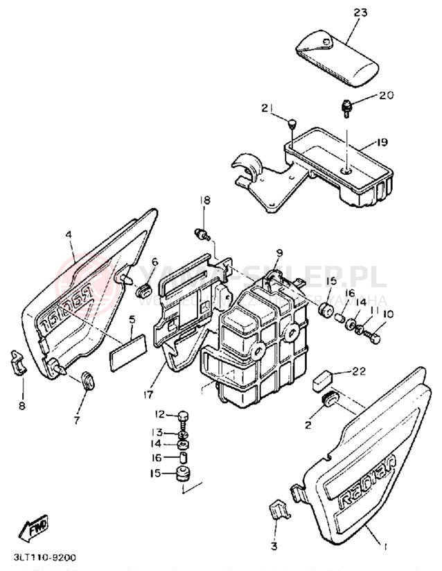 Schemat "Pokrywa boczna" do Yamaha RADIAN YX600A/YX600AC