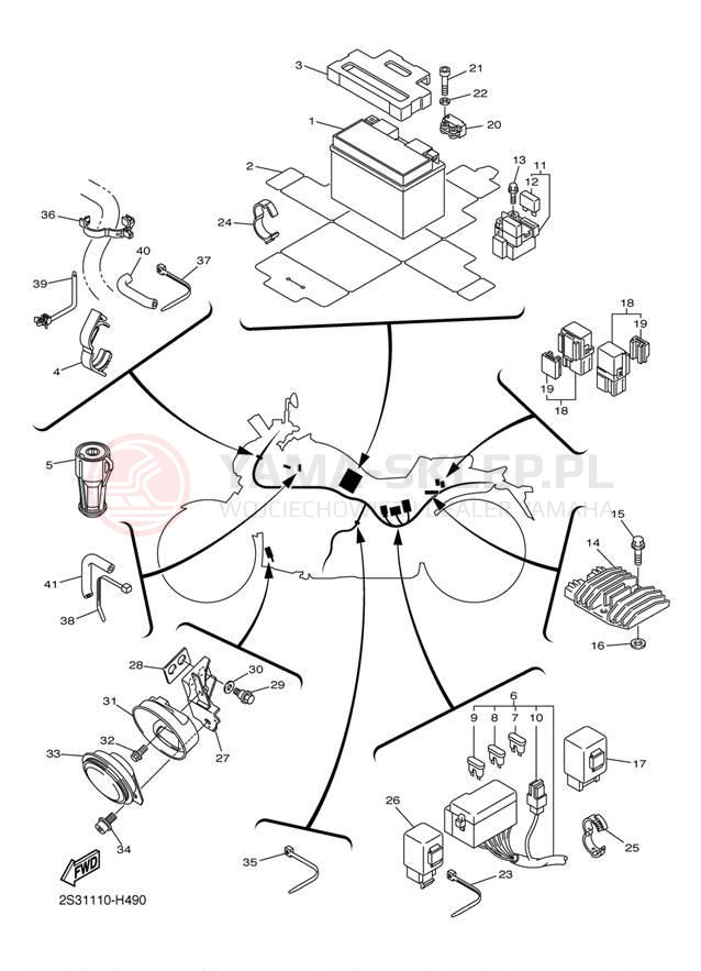 Schemat "układ elektryczny" do Yamaha V MAX VMX17YB/VMX17YCB