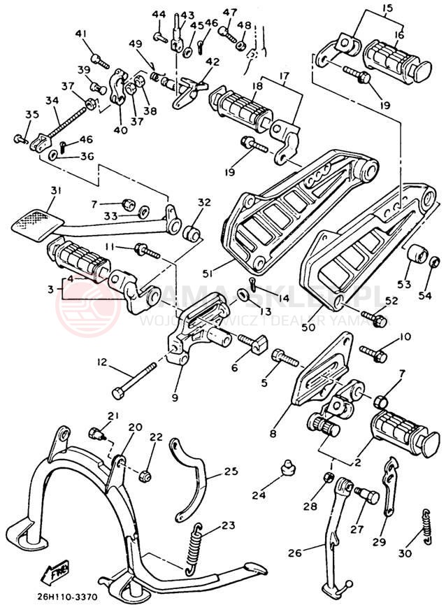 Schemat "Stopka postojowa i podnóżki" do Yamaha XVZ12TDK
