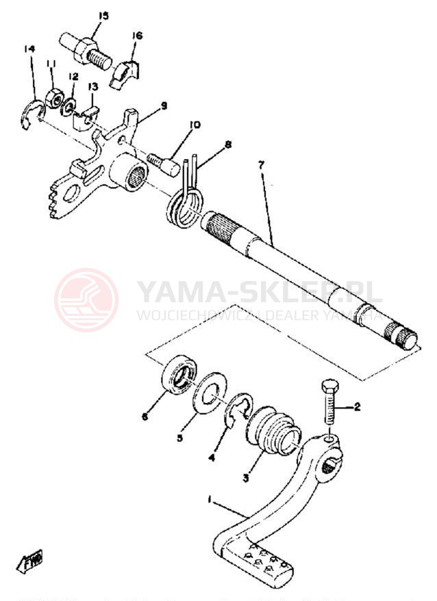 Schemat "Dźwignia zmiany biegów, wałek" do Yamaha YZ400E