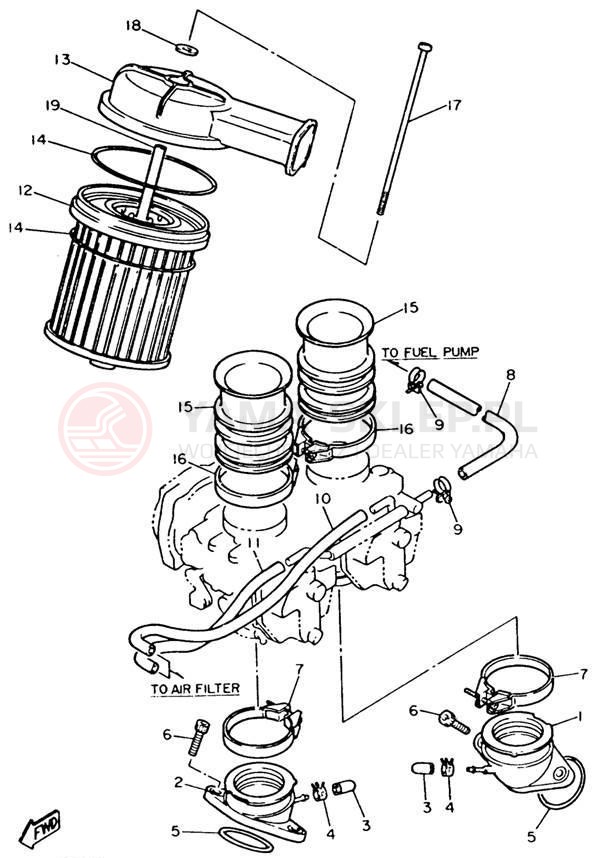 Schemat "Filtr powietrza" do Yamaha VIRAGO 535 XV535E/XV535EC