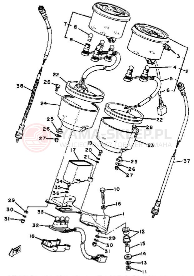 Schemat "Przędkościomierz" do Yamaha XS650G