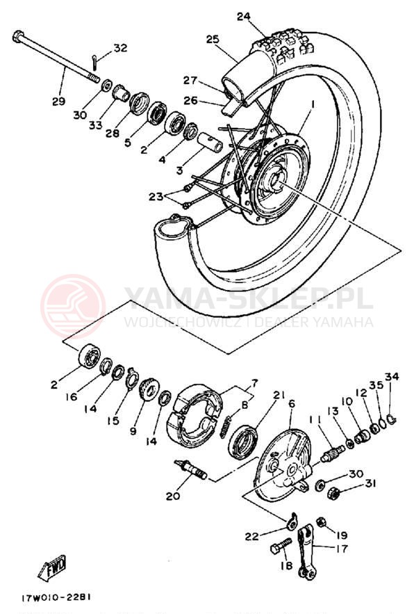Schemat "Koło przód" do Yamaha ENDURO DT50W/DT50LC