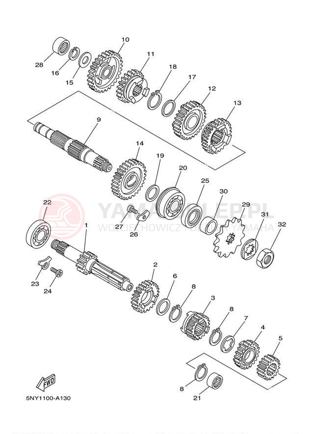 Schemat "Skrzynia biegów " do Yamaha YZ125 YZ125R