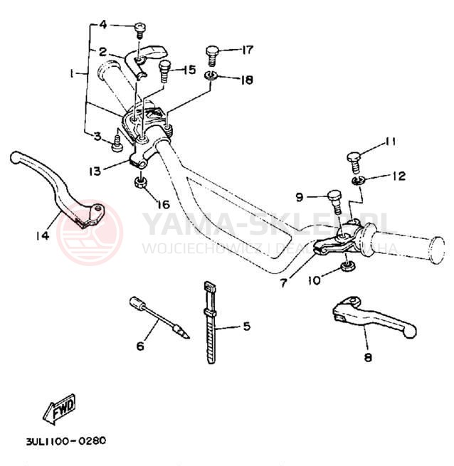 Schemat "Kierownica i osprzęt" do Yamaha RT100A