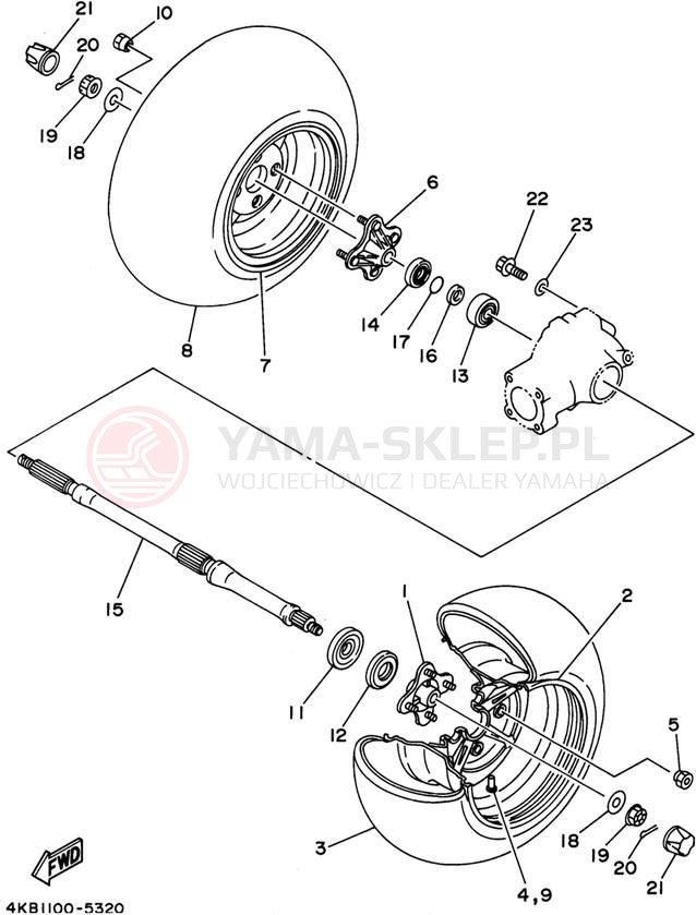 Schemat "Koło tył" do Yamaha WOLVERINE YFM35FXG_M