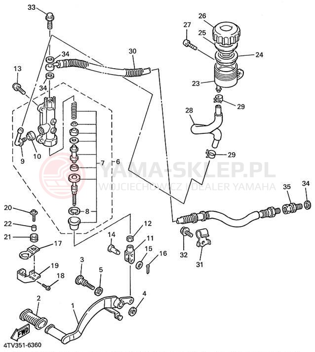Schemat "Pompa hamulcowa tył" do Yamaha YZF600R YZF600RL/YZF600RLC