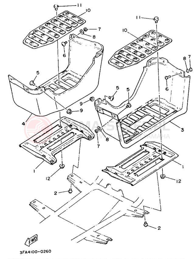 Schemat "Stopka postojowa i podnóżki" do Yamaha BREEZE YFA1E